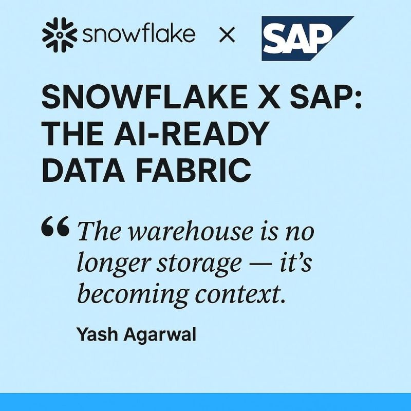 Snowflake × SAP: the AI-ready data fabric — "The warehouse is no longer storage; it's becoming context." — Yash Agarwal